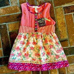 MATILDA JANE Roses/Rhinstone button top NWT Size 10